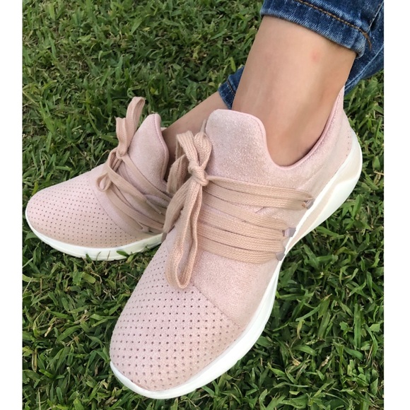 Mauve Laced Athleisure Slip On Sneakers - Picture 4 of 7